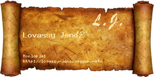 Lovassy Jenő névjegykártya
